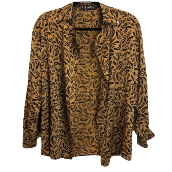 Escada Vintage Button Up Golden Yellow Blouse 34 - Picture 9 of 16